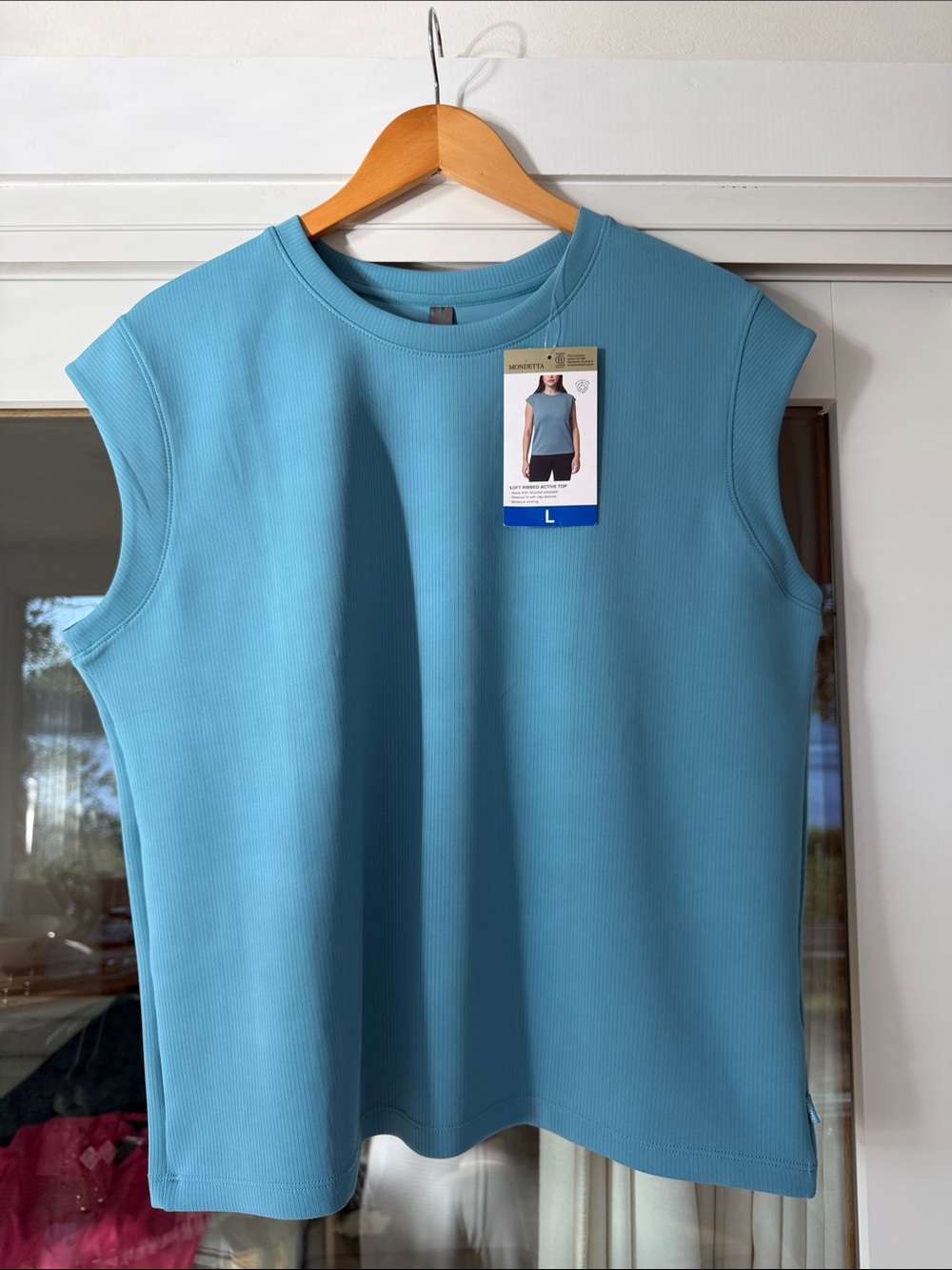 Mondetta Ribbed Sleeveless Tank Top in Sky Blue